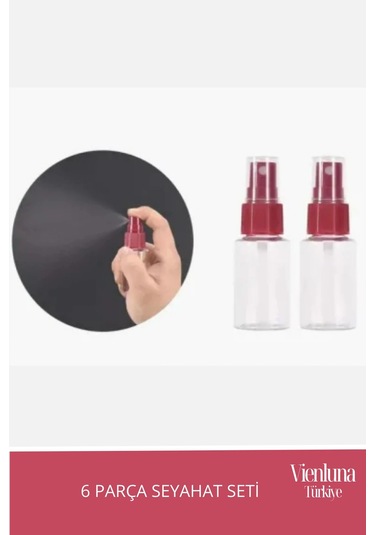 Premium Ürün Özel Çantalı Taşınabilir Tatil Seyahat Plaj Deniz Makyaj Krem Sprey Banyo Seti 6 Parça