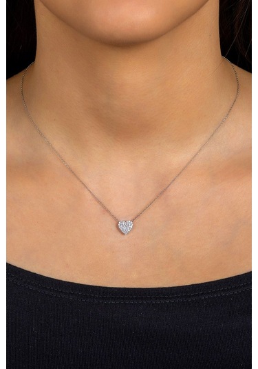 14 Ayar Altın Kolye Taşlı Kalp Altın Kolye 45 Cm Uzunlukta