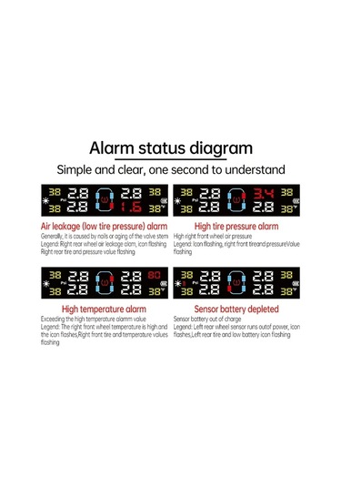 Boatshop1 Model T13 Didi Sürümü Evrensel Lastik Basınç İzleme Sistemi Tpms Kablosuz Güneş Şarj Lcd Ekran 4 Sensör Otomobil Karavan Suv Mpv