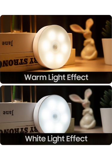 Springsun Usb Şarjlı Pır Hareket Sensörlü Led Gece Lambası, Manyetik Montaj, 3-5m Algılama, 400mah Pil, Beyaz Işık, Odalar/ Mutfak/ Merdivenler İçin Beyaz
