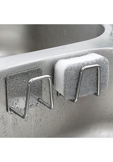 Fosenze Paslanmaz Çelik 4'lü Mutfak Sünger Tutucu, Kendinden Yapışkanlı Kurutma Askısı Ve Duvar Askısı Seti Diğer