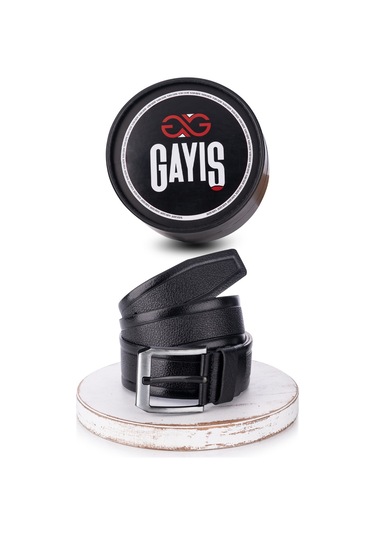 Özel Oval Kutulu Hakiki Manda Derisi Erkek Siyah Kot Kemeri Hediyelik ve Çeyizlik Kemer Siyah