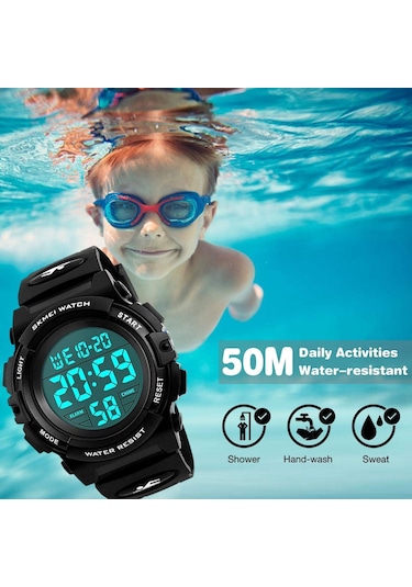 Çocuklar İçin Dijital Spor Saati Erkek Kız Erkek Su Geçirmez Günlük Elektronik Analog Kuvars 7 Renkli Led Saatler Alarm Kronometre Silikon Bant Aydınlık D Diğer