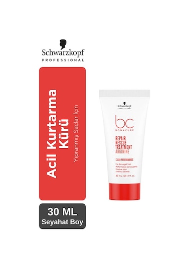 Bc Clean İşlem Görmüş ve Yıpranmış Saçlar için Acil Kurtarma Maskesi 30 ML