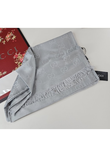 Miorel Scarfs G Desen Çift Taraflı Kaşmir İpek Şal 4 Mevsim Soft Pamuklu Şal Gri