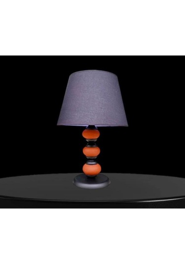 Odessa Abajur Siyah Metal Kırmızı Seramik Siyah Şapka Bordo