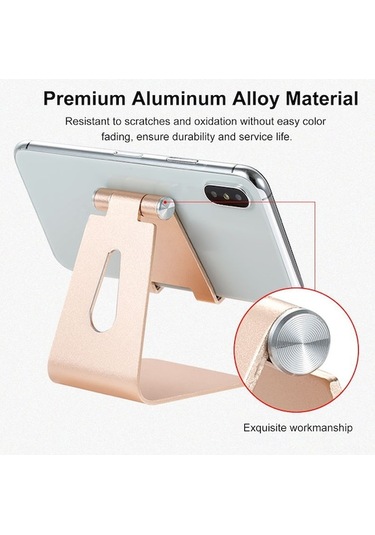 Sandwich Alüminyum Z4a Cep Telefonu Ve Tablet Tutucu, Siyah - 270 Döner, İki Kollu, Taşınabilir Masa/yatak Odası Stendi