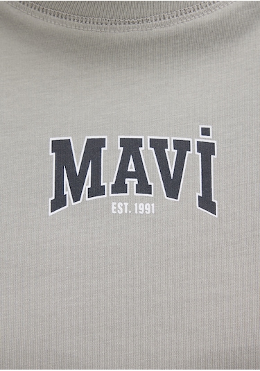Mavi - Mavi Logo Baskılı Gri Crop Tişört 1613411-70112 Gri