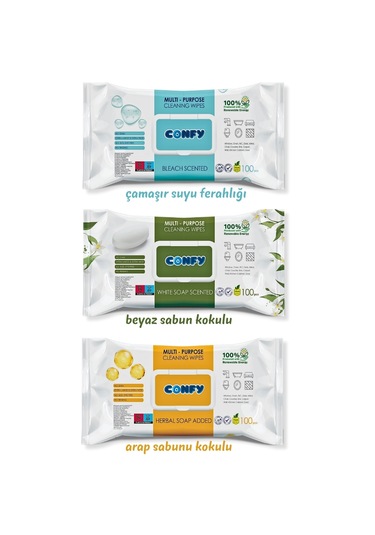 Confy Yüzey Temizlik Havlusu 3 Lü 3 Ferah Koku, 100x3