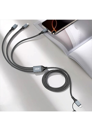 Go Des Gd-uc806 Hızlı Şarj Kablosu 3in2 Lightning Type-c Type-c 100w 1m Gri