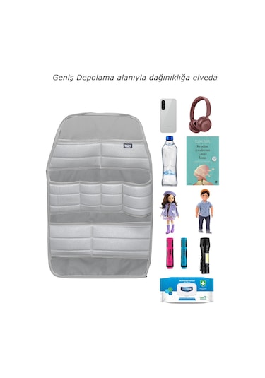 Bod Ecolux Serisi Taytüyü Araba Oto Koltuk Arkası Eşya Düzenleyici Araç İçi Organizer Gri
