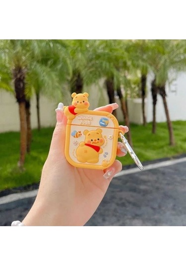 Iphone 3. Nesil Uyumlu Koruyucu Bluetooth Kulaklık Kılıfı Poohacco Figürlü Winnie Pooh Airpods 3. Nesil