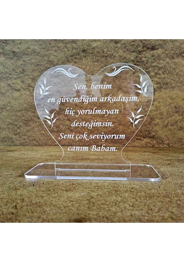 Babalar İçin Pleksi Tebrik Kartı Lazer Kazıma Güzel Sözler