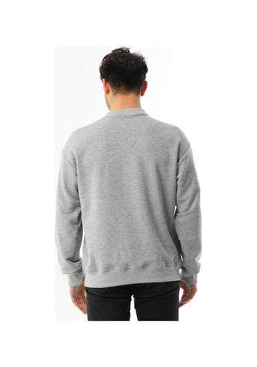 Kallima Gri Oversize 3 İplik Bisiklet Yaka Erkek Sweatshirt Gri