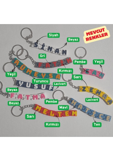 İsimli Hareketli Anahtarlık - 2 Renkli Çok Renkli