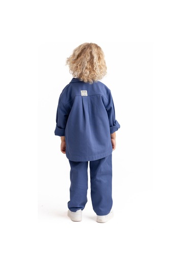 Unisex Gabardin Pantolon Mavi Mavi