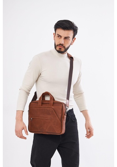 Derinss Dub3075 Hakiki Deri Camel Macbook Ve Notebook Çantası 001