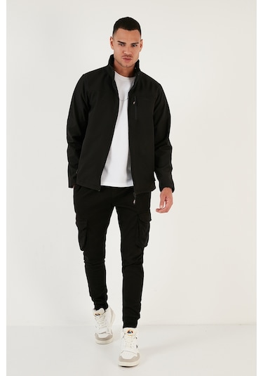 Buratti Su Itici Slim Fit Dik Yaka Softshell Ince Erkek Mont 649003 Siyah