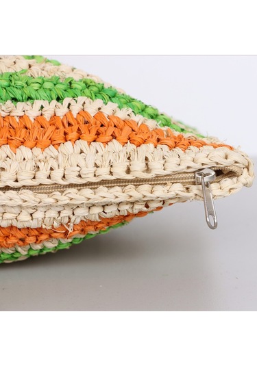 Çift Yön Örgü 30x50 Cm. Doğal Renkli Rafya Kırlent Mix