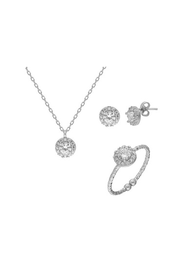 Glorria Gümüş Yuvarlak Anturaj Set