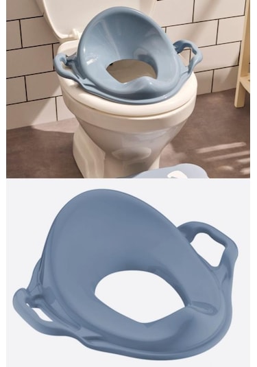 Flosoft Kulplu Klozet Kapağı Adaptörü, Çocuk Tuvalet Eğitimi Alıştırma Oturağı Mavi