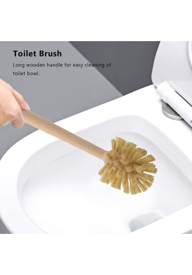 2 Paket Kayın Ağacından Yapılmış Ahşap Tuvalet Fırçası, 360 Temizleme Gücü Ahşap Rengi