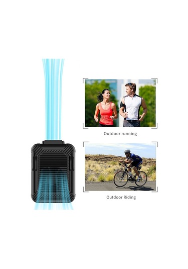 Açık Hava Bel Askılı Vantilatör Yaz Taşınabilir Klipsli Vantilatör 6000mah Pil Boyun Askılı Vantilatör Siyah