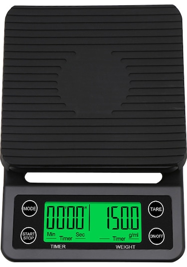 Doğru Elektrikli Mutfak Tartısı, Zamanlayıcılı Kahve Tartısı Yüksek Hassasiyetli Mutfak Tartısı Mini Elektronik Platform Tartısı Gıda Tartım Tartısı 3kg/0.1 Siyah