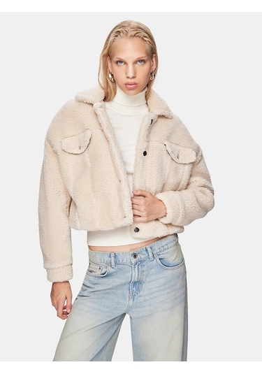 Ltb Peluş Düğmeli Dokuma Beyaz Mont 011254400025018 105 Beyaz