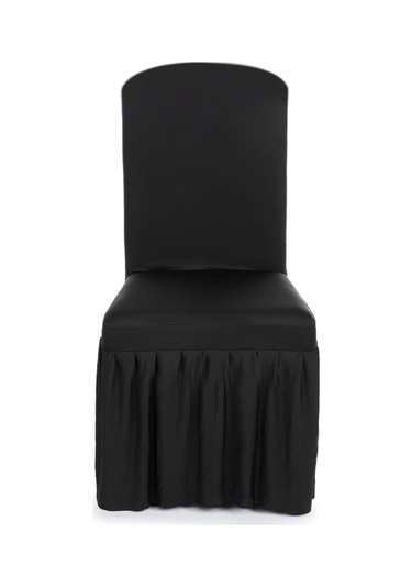 Kosona Milk Silk %85+spandex %15 Kadife Yumaklı Sandalye Örtüsü - Gümüşlü, Temizliği Kolay, Düğün, Restoran, Banket İçin Siyah Diğer