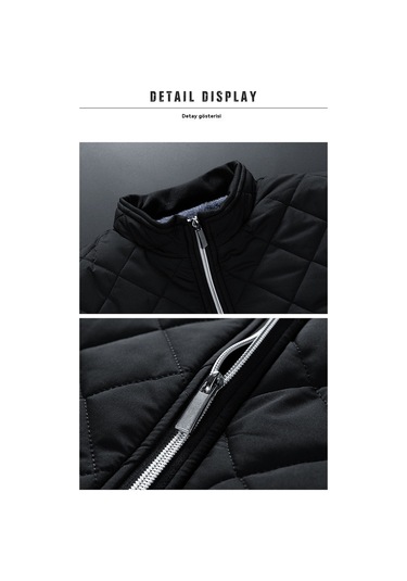 Sonbahar/kış Ekose Polar Astarlı Erkek Mont Gri