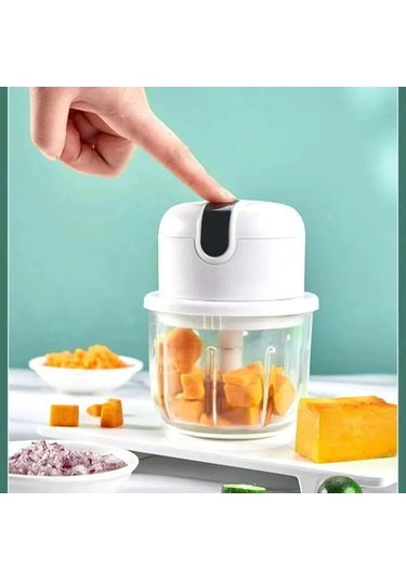 Sarımsak Ezici Taşınabilir Kıyıcı Çok Kıyma Makinesi Mini Sebze Usb Şarj Blue Fransa Mavi