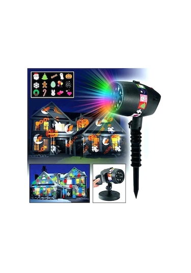 Sge Teknoloji 12 Farklı Desen Lazer Projektör Yansıtmalı Ev Bahçe Dekorasyon Aydınlatma