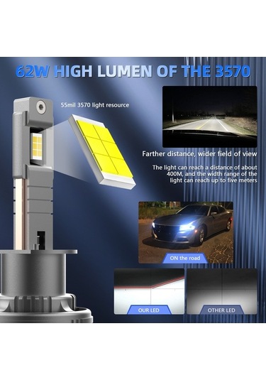 Ebitda Araba Farları Led 600w Yüksek Güç 9005-9006 H1-h11 10-32v, Gri-h1 Kurulum Güvenli Montaj Bir Çift Gri-h1