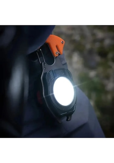 Q-max Çok Fonksiyonlu Mini Led Lamba Anahtarlık Ve Çakmak Usb Şarjlı Kamp İçin Taşınabilir Tam 7 Modlu Siyah