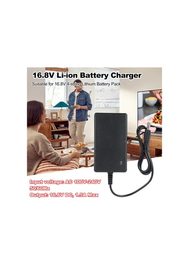 Teltree 16.8v 1.5a Li-poly Akıllı Şarj Cihazı, 4 Seri Li-ıon Pil Grubu İçin, 5.5x2.5mm Arayüz, Avrupa Standartı Siyah