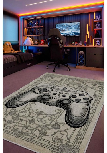 Homshtag Gamer Odası Halısı,krem Renkli Genç Odası Halısı,renkli Oyuncu Odası Halı Çocuk Odası Halı Çok Renkli