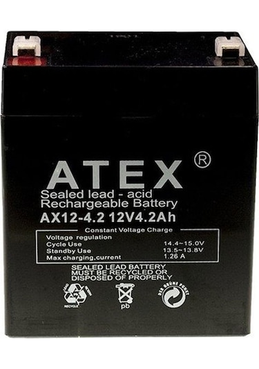 Atex Ax12-4.2 12 Volt 4.2 Amper Kuru Akü 90x70x101 Mm