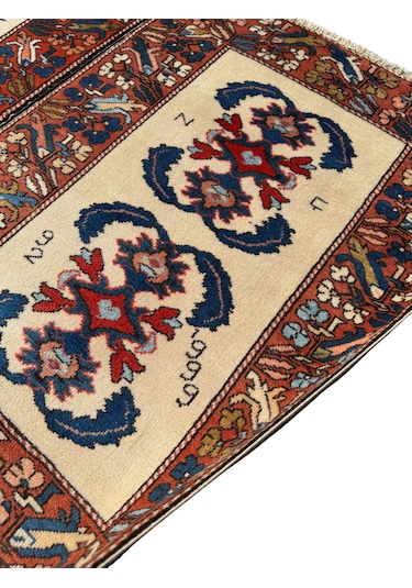 El Dokuma İmzalı Çanakkale Dobag Halısı 102x147 Kök Boya %100 Yün Halı Kiremit