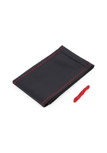 Deri Yumuşak Noktalı Kokusuz Dikmeli Direksiyon Kılıfı - Kırmızı