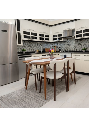 Leto Ceviz Ahşap 6'lı Mutfak Salon Yemek Odası Sandalyesi