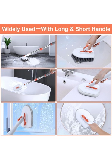 Sones 52 İnç Ayarlanabilir Saplı Duş Temizleme Fırçası Küvet Fayans Fırçası, Özellikler: Set 3