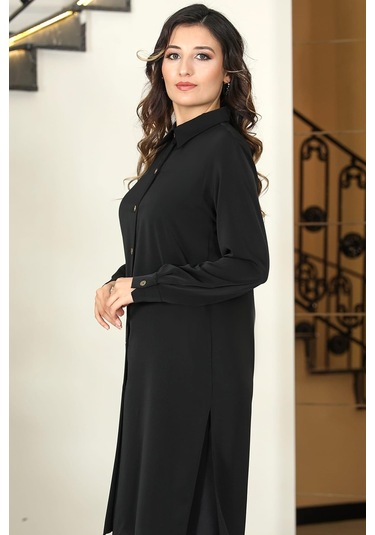 Asrın Tunik Pantolon İkili Tesettür Takım Siyah Siyah