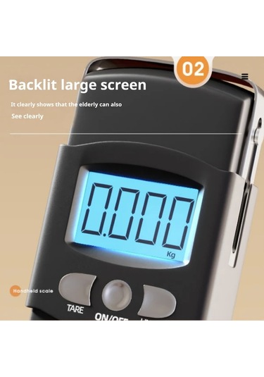 Xuweiwei Siyah Taşınabilir Palmiye Hazinesi Elektronik Asma Tartısı 50kg Kapasite Abs Malzeme Arka Aydınlatmalı Lcd Ekran Balıkçılık İçin İdeal Siyah