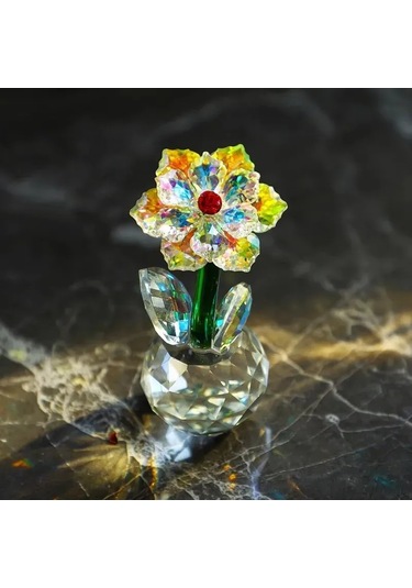 Yaleker Renkli Ayçiçeği Desenli Kristal Güneş Yakalayıcı - Dekoratif Ve Hediyelik