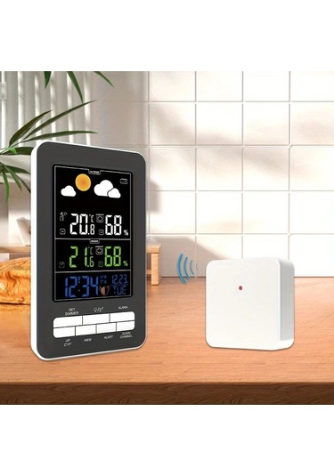 Motion003 1 Hava İstasyonu Dış Mekan Sensörlü Siyah Büyük Lcd Ekran İç Dış Sıcaklık Nem Basınç Hava Tahmini