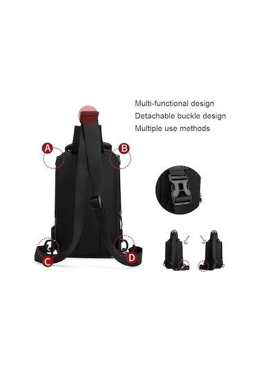 Maoyaya 1100-17 Usb Şarjlı Erkek Göğüs Çantası 001 Siyah