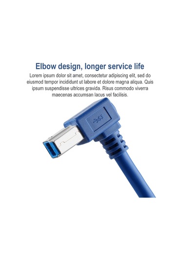 Sones Usb 3.0 A Erkek Sağa 90 Derece Açılı Usb 3.0 Tip-b Erkek Yüksek Hızlı Yazıcı Kablosu, Kablo Uzunluğu: 2,5 M