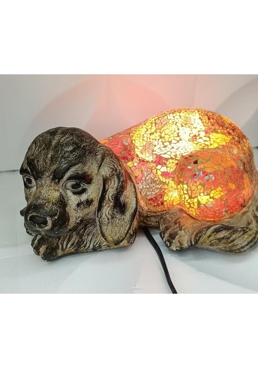 Köpek Mozaik Lamba Yatak Odası Bebek Odası Gece Lambası Masa Üstü Ev Dekorasyon Çok Renkli