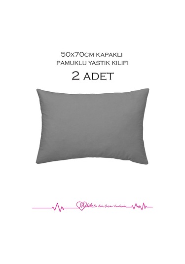 2 Adet Lüks Pamuklu Yastık Kılıfı 50x70 Kapaklı Model, Pamuklu Yastık Kılıfı Antrasit